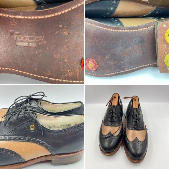 Vintage Footjoy Classics Women 8.5 B Leather Wingtip Golf Shoes Made USA - Picture 10 of 16